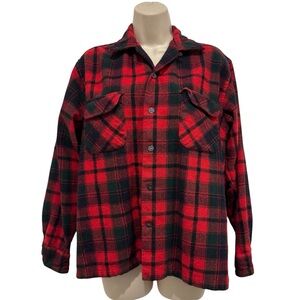 Wool Plaid Tartan Flannel Size M Single Needle Tailoring